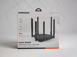 Porodo Dual Band Portable Wi-Fi Router (4x LTE Antennas, 1Gbps Ethernet)