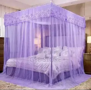 Purple 4-Corner Princess Bed Canopy Mosquito Net
