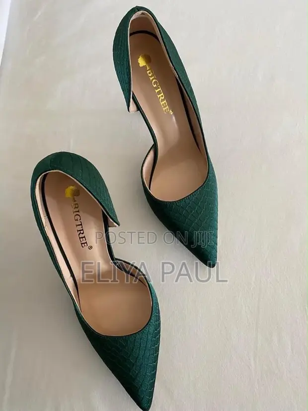 Bigtree Black and Green Snake Texture Pumps - 1