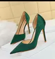 Bigtree Black and Green Snake Texture Pumps - 2