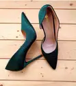 Bigtree Black and Green Snake Texture Pumps - 3