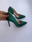 Bigtree Black and Green Snake Texture Pumps - 4