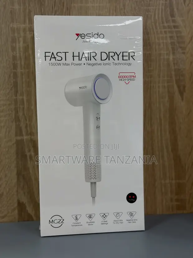 Yesido Fast Hair Dryer 1500W Negative Ionic EU Plug - 1