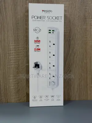 Yesido Power Socket 3250W, 2M, Soketi 4 za UK, USB 4