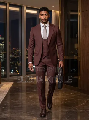 Boohooman Burgundy Chocolate Brown Suit