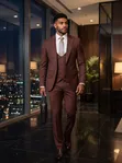 Boohooman Burgundy Chocolate Brown Suit - 2