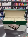Elegant 6-Slot Watch Box - Green Faux Leather - 1