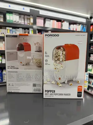 Porodo Popcorn Maker cha Moto, 1200W, 60g, Kisichotumia Mafuta