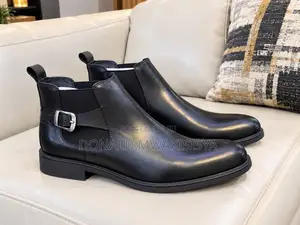 Chelsea Boots Zenye Buckle - Ngozi Safi ya Kawaida