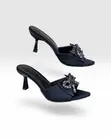 Zara Mules Zenye Heels za Rhinestone - Nyekundu na Nyeusi - 1