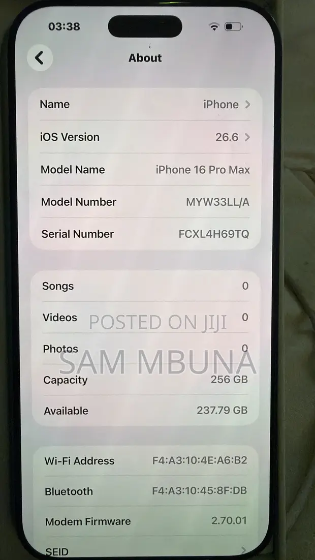 Apple iPhone 16 Pro Max 256GB Nyeusi - 1