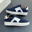 Men's Santoni Suede Low-Top Luxury Leather Sneakers - 2
