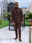 Zara Brown Double-Breasted Suit with Matching Shirt - 2