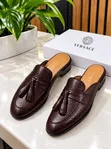 Men's Versace Design Leather Mules - New - 1