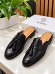 Men's Versace Design Leather Mules - New - 2