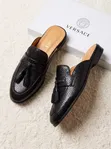 Men's Versace Design Leather Mules - New - 3