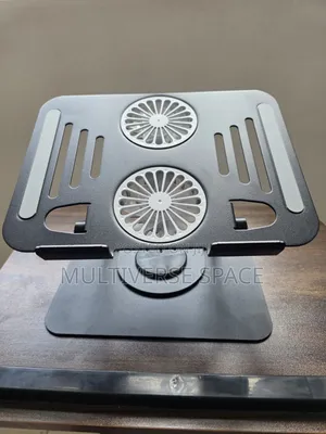 360 Rotating Cooling Fan Metallic Adjustable Laptop Tablet Stand