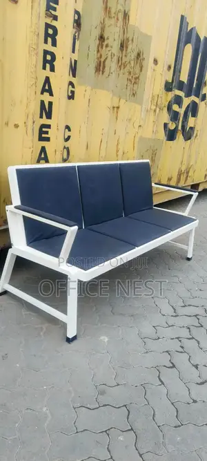 Modern 3-Seater Waiting Chair - Black and White