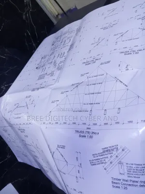 Blue and White Print Drawings