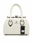 Elegant Structured Top Handle Handbag - Cream - 1