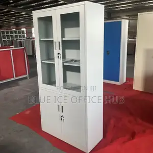 White Glass Door Office Cabinet