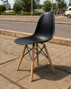 Eames Style Modern Black Dining Chair with Wooden Legs