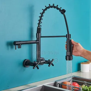 Kitchen Mixer Wall Pull Black