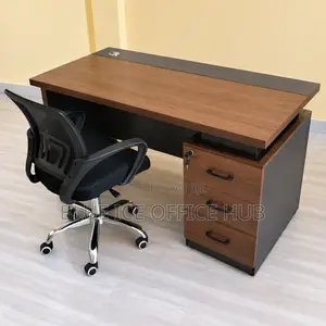 Brown Executive Office Desk with Mesh Chair