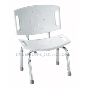 White Height-Adjustable Shower Chair with Backrest