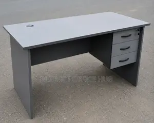 Modern Grey Office Desk with 3 Lockable Drawers, 1.4m