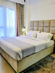 5x6 Upholstered Bed with 2 Nightstands - Beige/Gold - 3