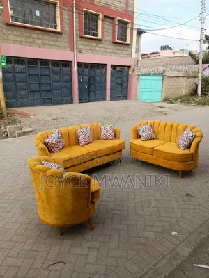 Modern 6-Seater Sofa Set, Mustard Colour, Spring Cushion