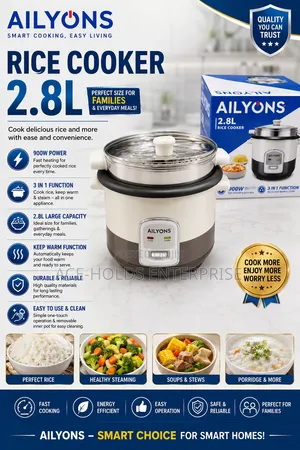 Jiko la Mchele la AiLyons 2.8L - 900W 3-in-1