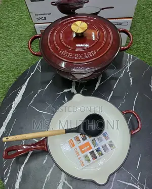 Premium Enamel Cast Iron Cooking Pots Set (3 Pcs)