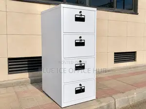 4-Drawer Metal Filing Cabinet with Lock - White