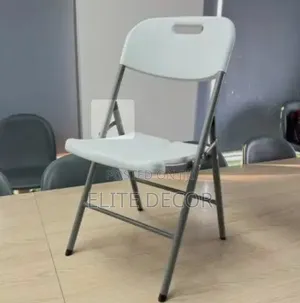 White Folding Plastic Chair - Strong Metal Frame