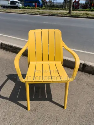 Modern Yellow Outdoor Dining Chair with Armrests