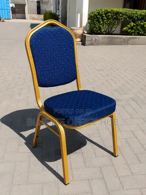 Blue Conference/Banquet Chair with Gold Frame