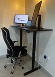 Electric Adjustable Desk and Leather Office Chair Set - 2