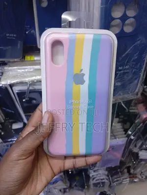 Liquid Silicone Rainbow Striped Case for Apple iPhone X/XS