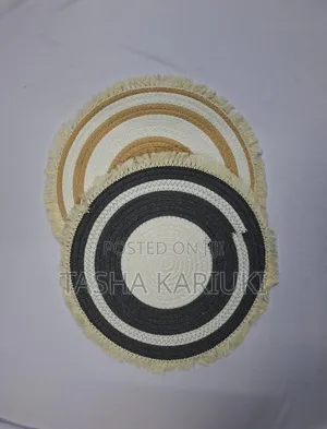 Mkeka wa Pamba Uliosokotwa - Kijivu na Beige