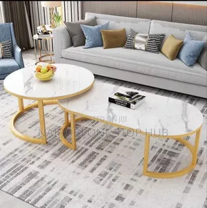 Glass Top Marble Effect 2-in-1 Nesting Coffee Table
