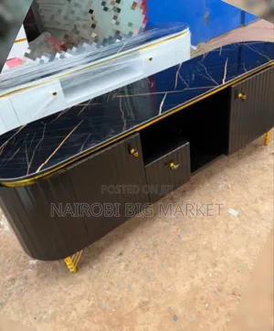Stendi ya TV ya Kifahari ya Futi 6 yenye Sehemu ya Juu ya Marumaru