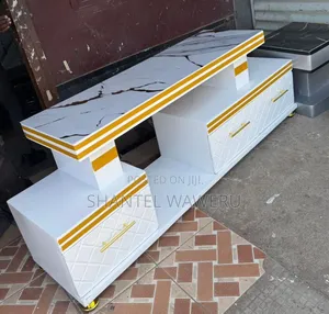 Executive TV Stand with Marble Coating and Light