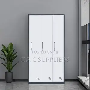 3-Door Metallic Filing Cabinet - White