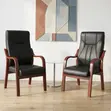 Mahogany Frame Leather Office Chair - 3