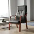 Mahogany Frame Leather Office Chair - 4