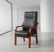 Mahogany Frame Leather Office Chair - 5