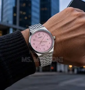 Saa ya Casio MTP-B145D-4AV Pink Dial Chuma cha Pua Analogi