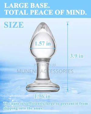 Glass Anal Butt Plug Tapered Head Long Neck 1.57 Inch Dia